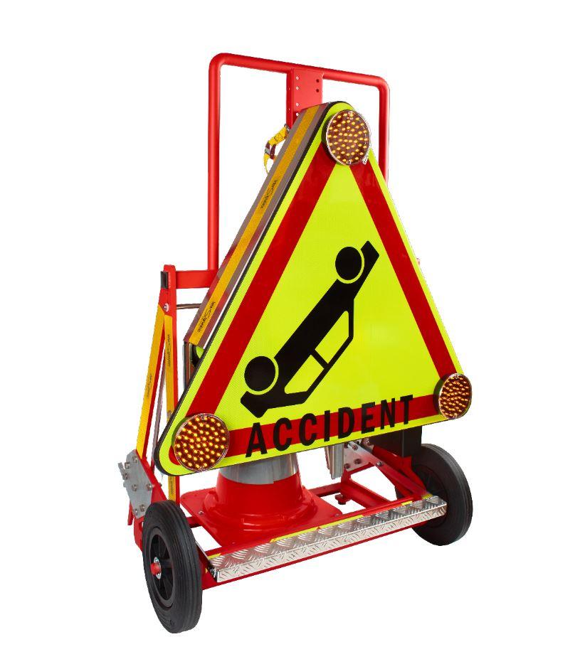 Emergency beaconing cart with reel support and standardized forks
